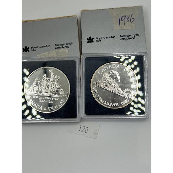 1987 Canada Davis' North West Passage/1986 Canada First Trans-Canada Train  .50 Silver Dollars