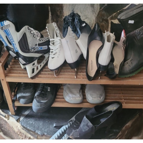 Bauer Size 8, Figure Skates Sizes 1 and 4, Pioneer Boots Size 9, Women's Shoes Size 9 and More!