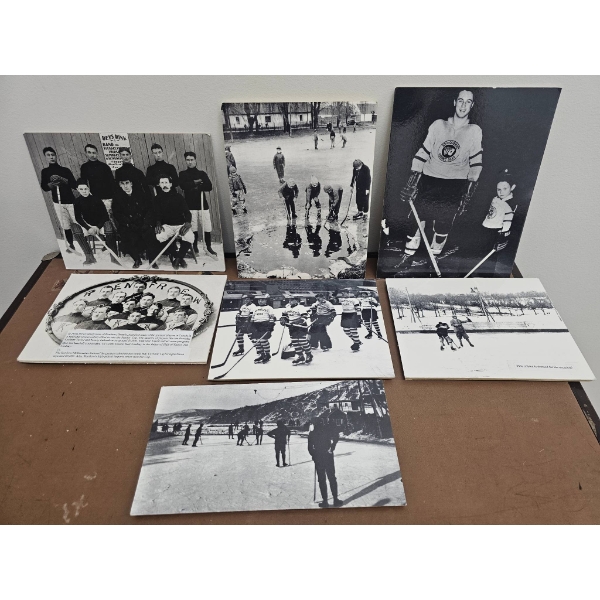 Vintage Hockey-Themed Black-and-White Photographs