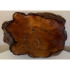 Image 3 : Live Edge Polished Wood Slab Wall Clock-Burl Wood & Multiple Vintage Trivets