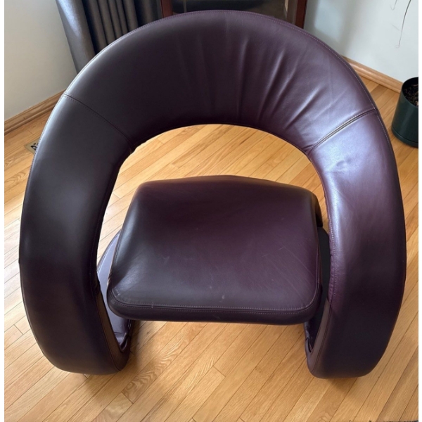 Post Modern Burgundy Tongue Chair - 34W, 30T 