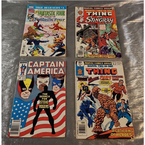 4 Vintage Comic Books- Fantastic Four and Captain America