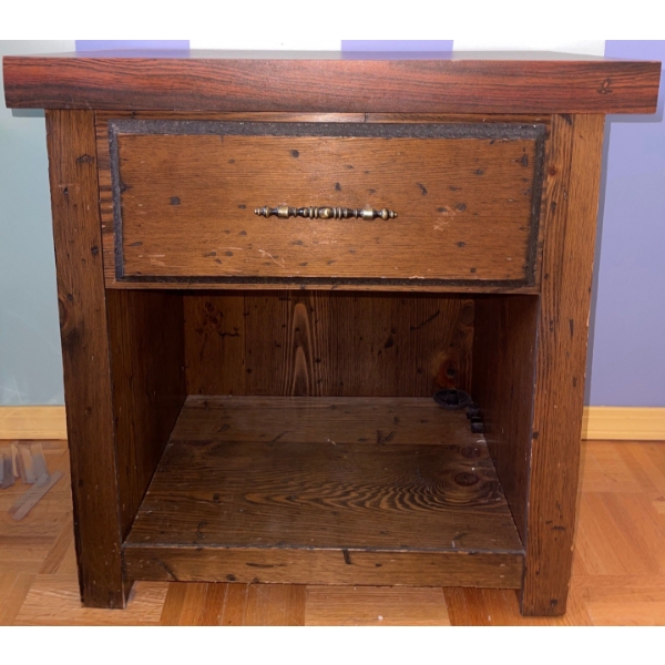 Vintage Two Drawered Side Table or Mini Shelf Made of Wood  22w x 14d x 23tall