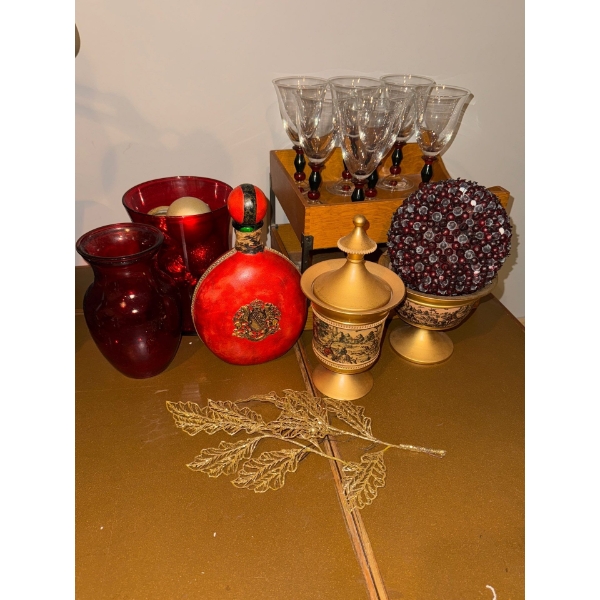 Mikasa Festive Kensington Wine Glasses, Vintage Leather Wrapped Decanter, and More