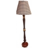 Image 1 : Wooden Floor Lamp with Checked Fabric Shade