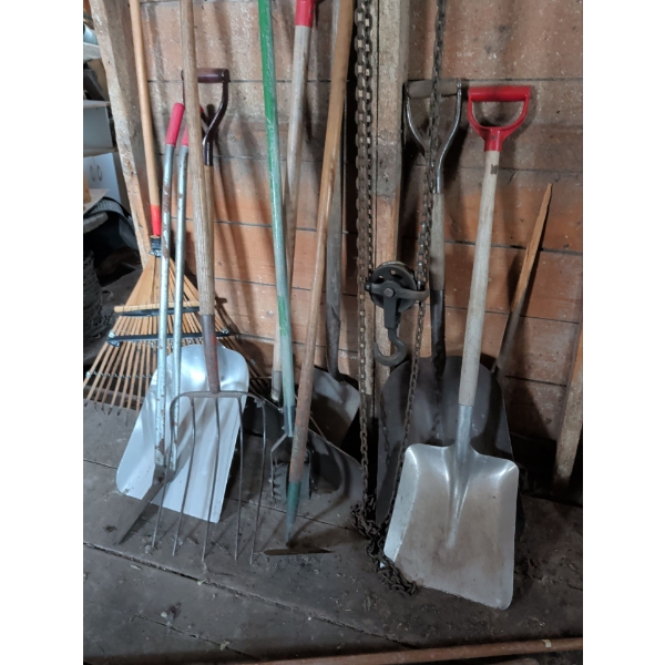 Lawn & Garden Essentials #2 - Meat Hooks Pitch Fork Chain Pulley Rake Weed Puller & more