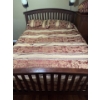Image 1 : Queen Bed w/ Bedding, Mattress, Box Spring, and Wood Frame 