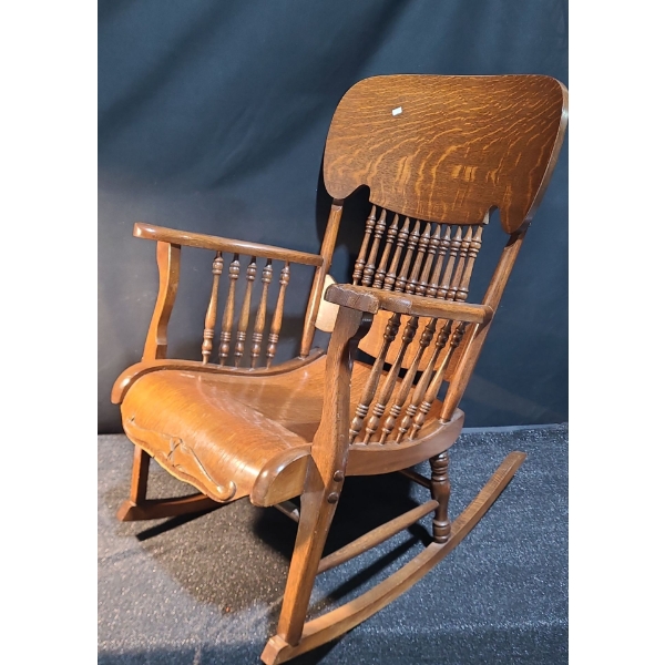 Wooden Rocking Chair w/ Spiral Details 25.5 W, 33 D, 38 T 