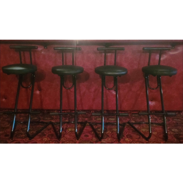 Set of 4 Leather Bar Stools - 19W, 18D, 39T Each 