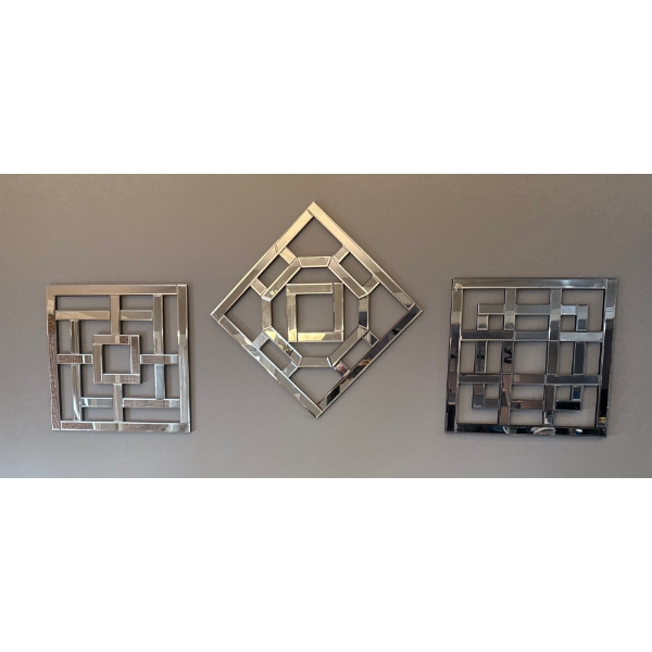 Gia 3 Piece Beveled Geometric Mirror Set By 'The Tangerine Company' 20'x20'