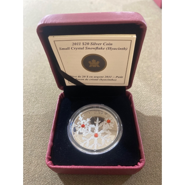 2011 $20 Canadian Silver Coin with Swarovski Crystal Snowflakes, Limited Mintage