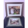 Image 1 : Two Framed Art Prints: Floral Cottage Scene and Garden Gazebo