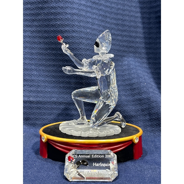 Swarovski Crystal Harlequin Collectors Display (stand & nameplate) 5H with Original Boxes