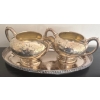 Image 6 : BIRKS Sterling 3 Piece Tea Set 1225g w/ Sheffeild Reproduction EP Tray 14"Long