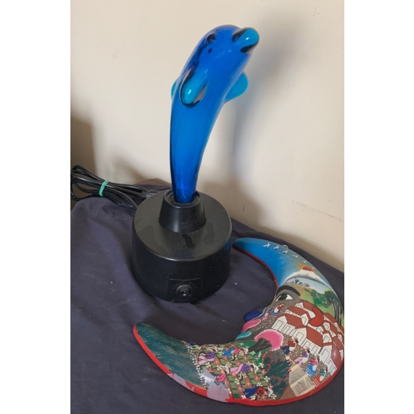 Dolphin Lamp 12T w/ Cresent Moon Wall Decor 