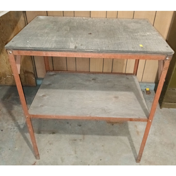 Wooden & Metal Table -- 31W, 22D, 35T 