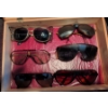 Image 2 : 6 Pairs Of Vintage Aviator Style Glasses w/ Wood Case Marked 'Frohe Weihnachten'