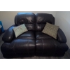 Image 1 : Two Seater Leon's Brown Leather Reclining Loveseat w/Cushions 67"w x 44"d x 37"tall