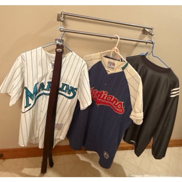 Sports Jersey Collection w/ Books/Magazines (~Size M) - Marlins CCM, Indians, Adidas 