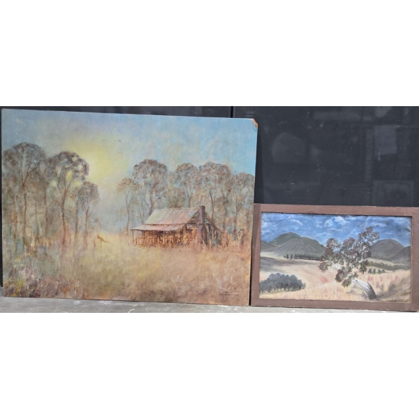 Pair of Unframed Signed Original Oil Paintings Both Outdoor Scenes