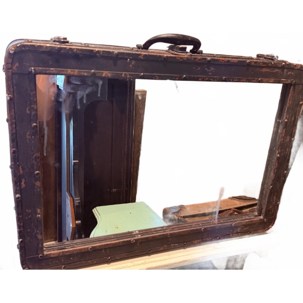 Metal Display Case with Glass Top and Interior Compartments