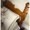 Image 5 : Oak Bed Bundle - Includes Head Board Frame Mattress BS & Linens - Queen