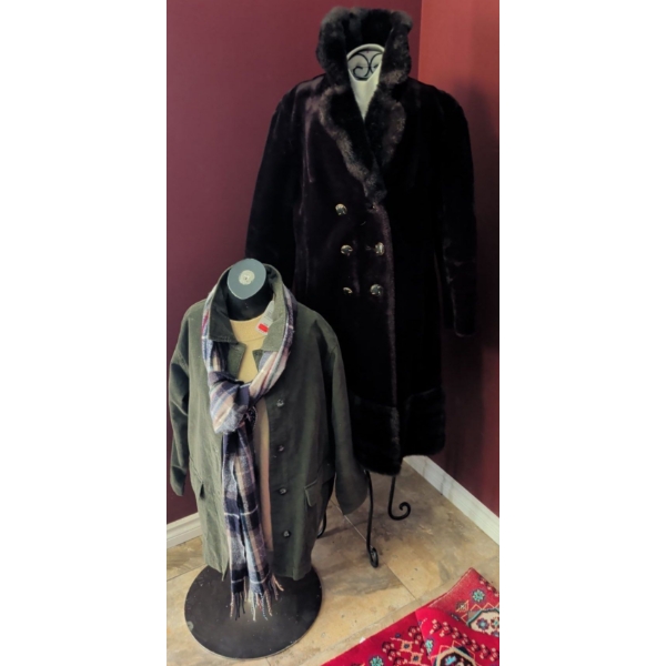 Double Breasted Faux Fur Jacket w/ Corduroy Button Down Shirt Turtleneck Sweater & more
