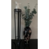 Image 1 : Black Decorative Floral Ornate Vase & Black Metal Floor Candle Holder for Pillar Or Taper Can