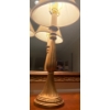 Image 3 : Vintage Brass Finish Candlestick Table Lamps w/ Fabric Shades (Tested)
