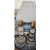 Image 1 : Pair of Crystal Lamps 9.5 T (One Has Broken Base as Shown in Pictures), Blue Ceramic Lamp 15.5 T 