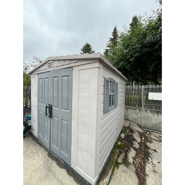 8 x 8 plastic shed buyer must disassemble and remove themselves
