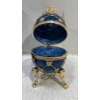 Image 2 : Faberge Egg Blue Trinket Box made in Russia 4.5H