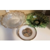 Image 1 : Collectible Green Carnival Glass Bowl w/ Antique Gold Rimmed Pressed Crystal Bowl & more