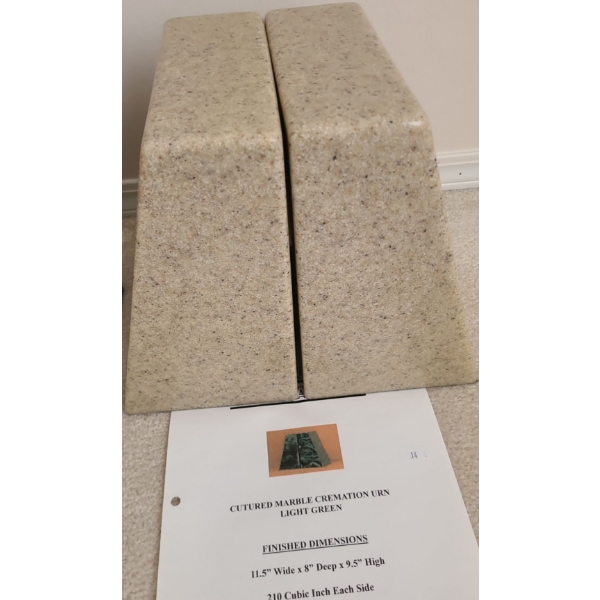 Cultured Marble Cremation Urn 11.5 W, 8 D, 9.5 T, Book Companion Style (210 Cubic Inch Each)
