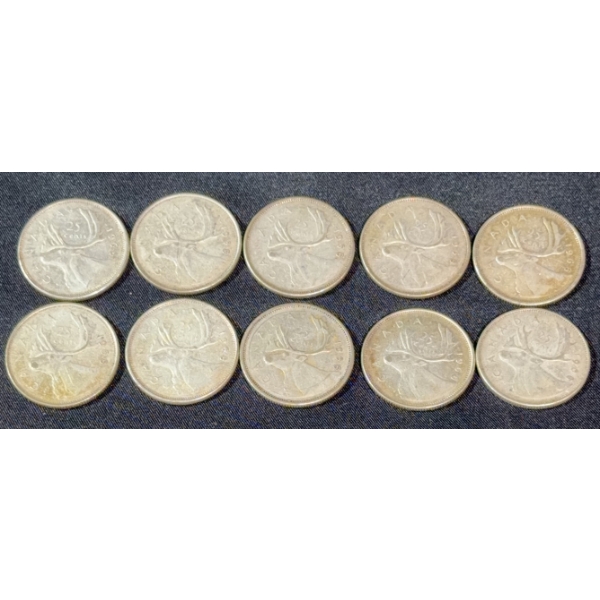 Set of 1968 Canadian Quarters, Non-Magnetic