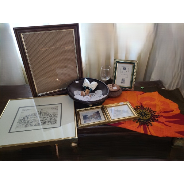 Assorted Home Decor Including: Print by "Frank" 16 X 13, Wooden Trinket Box and More!