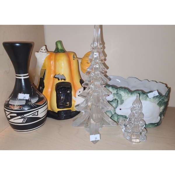 Seasonal Decor Including: Ceramic Pumpkin 9 T, Rabbit Motif Bowl and More!