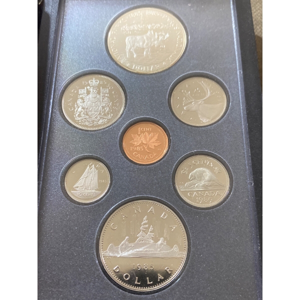 1985 Royal Canadian Mint Proof Coin Set, 7 Coins, Commemorative National Parks Dollar