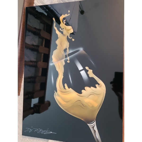 White Reach of Wine by Chris De Rubeis Abstract Sensualism Mixed Media on Metal 17 1/2 w 24 h