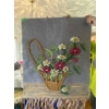 Image 2 : Flowers in Vase 38Hx20W, Needlepoint Flowers in Basket 37Hx30W