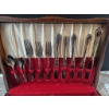 Image 4 : Silver-Plated and stainless steel Flatware Set in Wood Storage Case