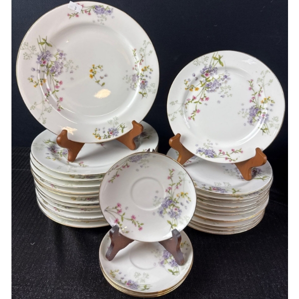 Limoges France Dinner Ware China- 12 Dinner Plates  12 Side Plates 4 Saucers