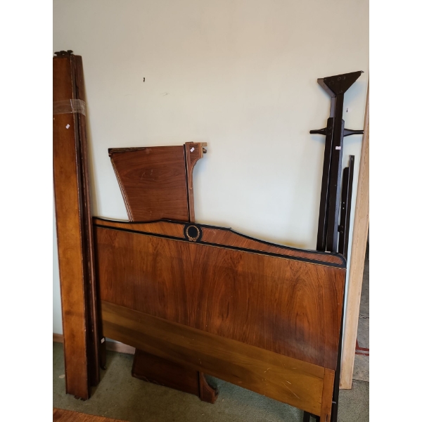 Wooden Double Bed Frame Headboard with Metal Rails 74 L, 56 W, 43 T 