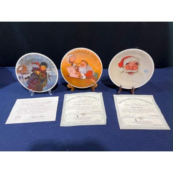 Set of Three Collectors Plates with original boxes and COA