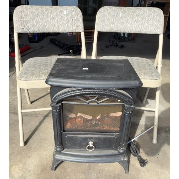 Electric Fireplace and Chairs