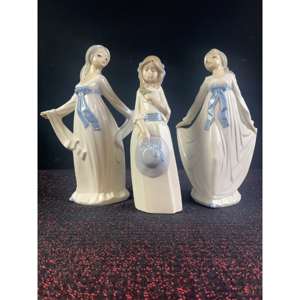 3 Tengra Hand Made in Spain Porcelain Lady Figurines