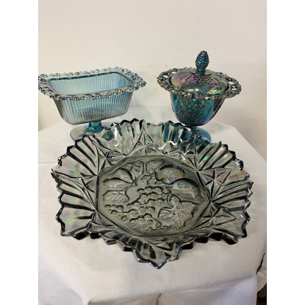 Indiana Glass Harvest Grape round and rectangular Candy Dish, 