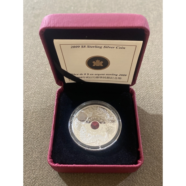 2009 $8 Sterling Silver Coin with Swarovski Crystal by the Royal Canadian Mint