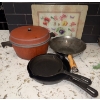 Image 3 : Assorted Cookware - Enamel Dutch Oven Cast iron Skillet Culinary Blades & More