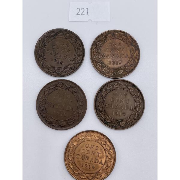 1916-1919 Canadian Large One Cents